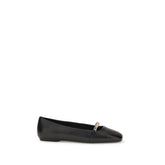 PINKO Black Calf Leather Bos Taurus Ballet Flats